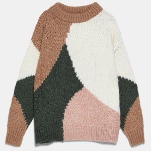 ZARA Colorblock Wool Sweater